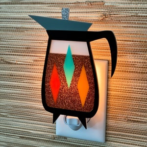 3D Mid Century Modern "Percolator" Night Light | Vintage Coffee Pot | Retro Cafe | Coffee Warmer | Coffee Gift | Atomic Avocado Designs®