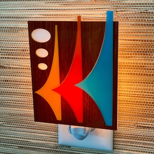 Mid Century Modern Night Light | &quot;Sail&quot; Design | Ambient Lighting | Plug In Wall Light | Atomic Avocado Designs®