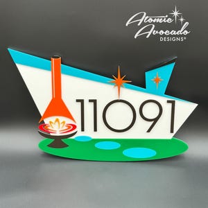 Mid Century Modern &quot;Fireside&quot; Address or Name Sign | Retro Fireplace | Malm Inspired | Mid Century Wall Art | Atomic Avocado Designs®