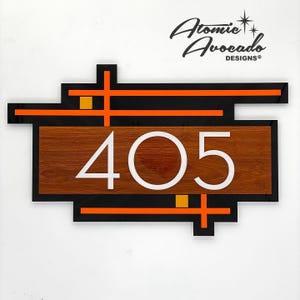 Mid Century Modern &quot;Wright&quot; Address Sign | Modern House Numbers | Frank Lloyd Wright Inspired |  Acrylic Sign | Atomic Avocado Designs®