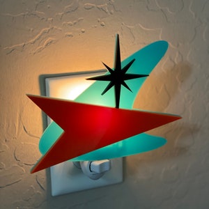 Mid Century Modern Night Light Atomic Boomerang Design Ambient Lighting Plug In Wall Light Atomic Avocado Designs® image 6