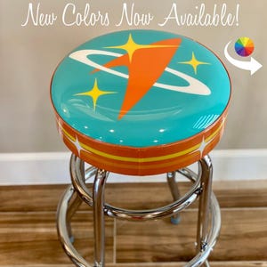 Mid Century Modern "Atomic Bar Stool" | Space Age Retro Barstool | Handcrafted in the USA | Vintage Diner | Chrome | Atomic Avocado Designs®