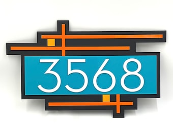 3D Mid Century Modern "Wright" Address Sign | Modern House Numbers | Frank Lloyd Wright Inspired | Atomic Avocado Designs®