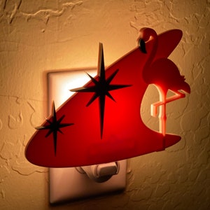 Mid Century Modern Night Light Atomic Flamingo Design Ambient Lighting Plug In Wall Light Atomic Avocado Designs® image 8