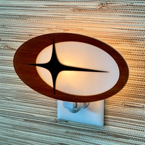 Mid Century Modern Night Light | &quot;Orion&quot; Design | Ambient Lighting | Plug In Wall Light | Atomic Avocado Designs®