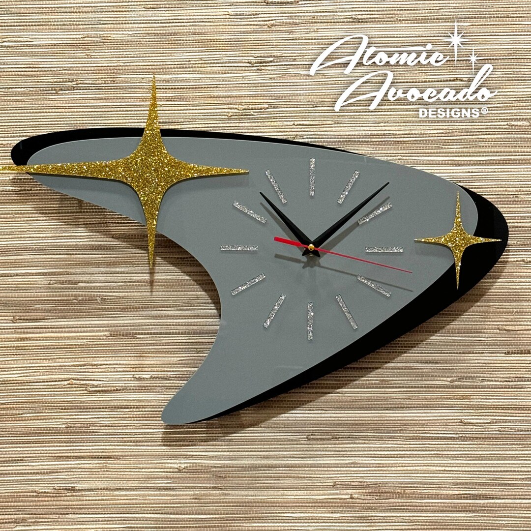 Retro Mid Century Modern “atomic Boomerang" Wall Clock | Custom With ...