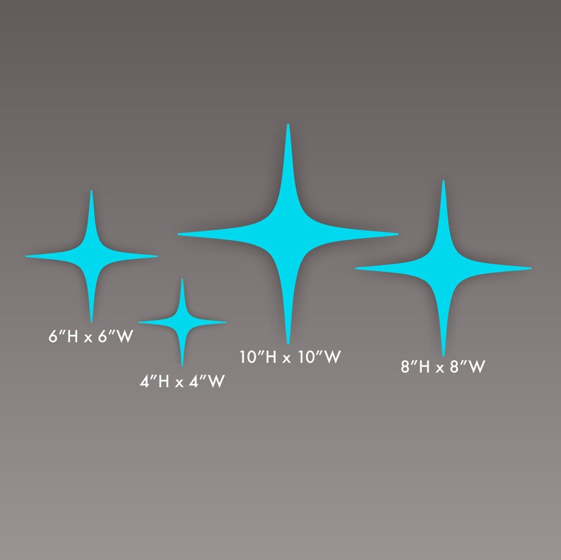 Star Four Inches Mid Century Modern 4-point Atomic Star (individual) | Space Age | Retro ...