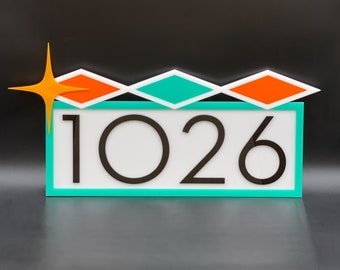 3D Mid Century Modern "Delray" Address Sign | Modern House Numbers | Palm Springs Style | Atomic Avocado Designs®