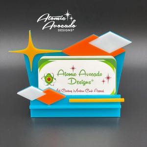 Mid Century Modern Business Card Holder | Modern Office Decor | Retro Office Accent | Boss Gift | Employee Gift | Atomic Avocado Designs®