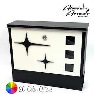 Mid Century Modern &quot;Atomic&quot; Mailbox | Retro Mailbox | Mail Box | Locking Letterbox | MCM Wall Mounted Mail Box | Atomic Avocado Designs®