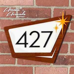Mid Century Modern "Starlite" Address Sign: Retro House Numbers