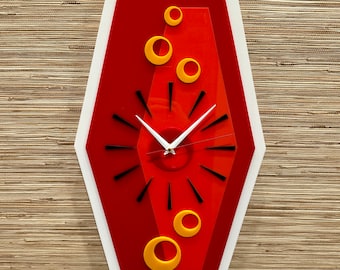 Mid Century Modern “Mid Mod Tick Tock" Wall Clock | Handcrafted | 3D Retro Wall Art | MCM Decor | Silent Sweep | Atomic Avocado Designs®