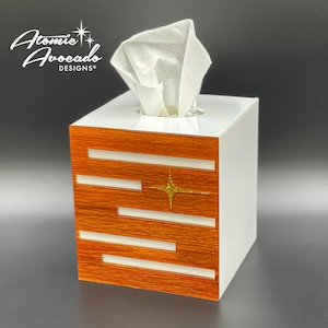 Mid Century Modern Tissue Box Cover |  &quot;Minimalist&quot; Design | Retro Style Tissue Box | Modern Bathroom Decor | Atomic Avocado Designs®