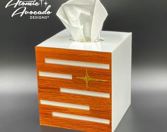 Mid Century Modern Tissue Box Cover |  &quot;Minimalist&quot; Design | Retro Style Tissue Box | Modern Bathroom Decor | Atomic Avocado Designs®