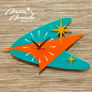 Mid Century Modern "Atomic Time" Wall Clock: Retro Boomerang | Handcrafted MCM Decor