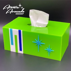 Mid Century Modern Tissue Box Cover | &quot;ModLine&quot; Design | Retro Style Tissue Box | Atomic Starbursts | Modern Decor | Atomic Avocado Designs®