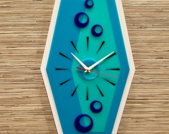 Mid Century Modern “Mid Mod Tick Tock" Wall Clock | Handcrafted | 3D Retro Wall Art | MCM Decor | Silent Sweep | Atomic Avocado Designs®