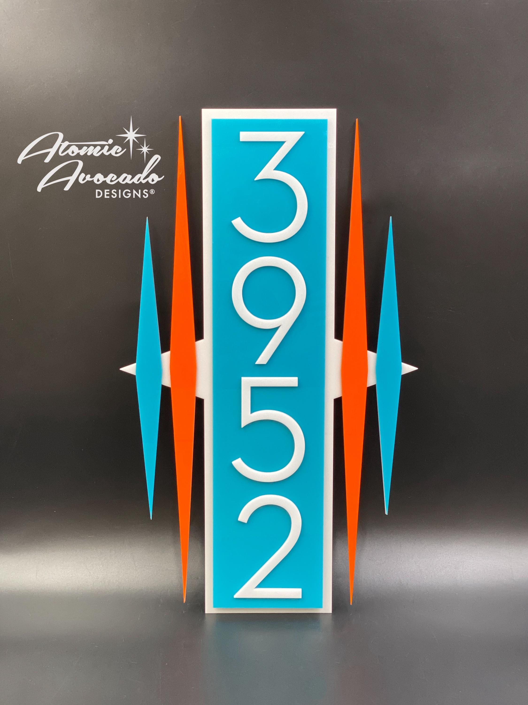 Mid Century Modern "Frequency" Address Sign | Vertical Modern House Numbers | Exclusive Original Design by Atomic Avocado Designs® | MCM