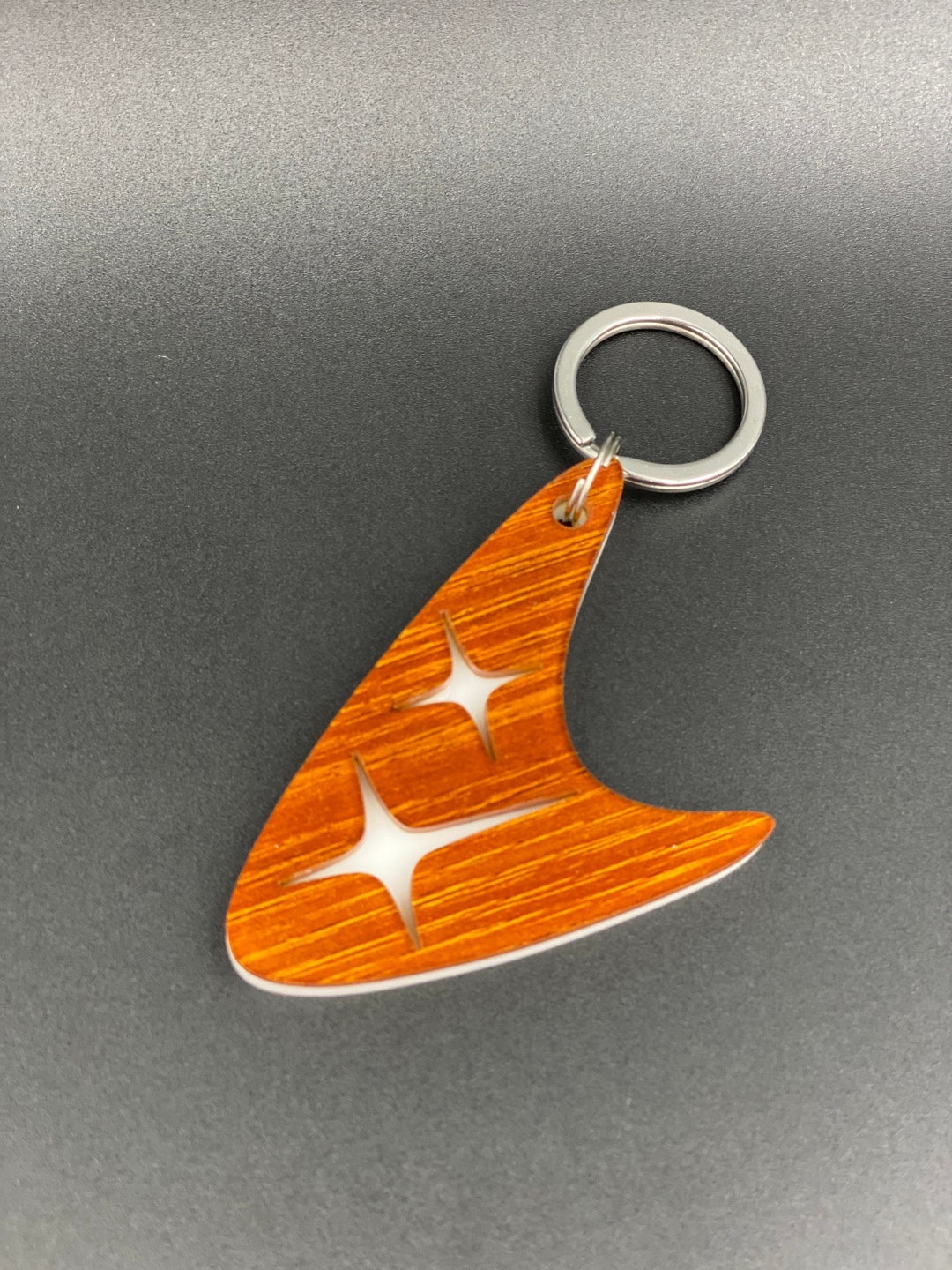 Mid Century Modern Keychain | "atomic Boomerang" Design | ONE Single