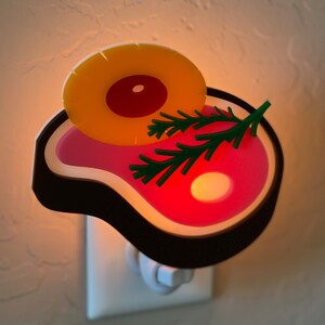 3D Handcrafted Ham Steak Night Light Pineapple Retro Kitchen Decor Nostalgic Food Rosemary Easter Atomic Avocado Designs® image 6