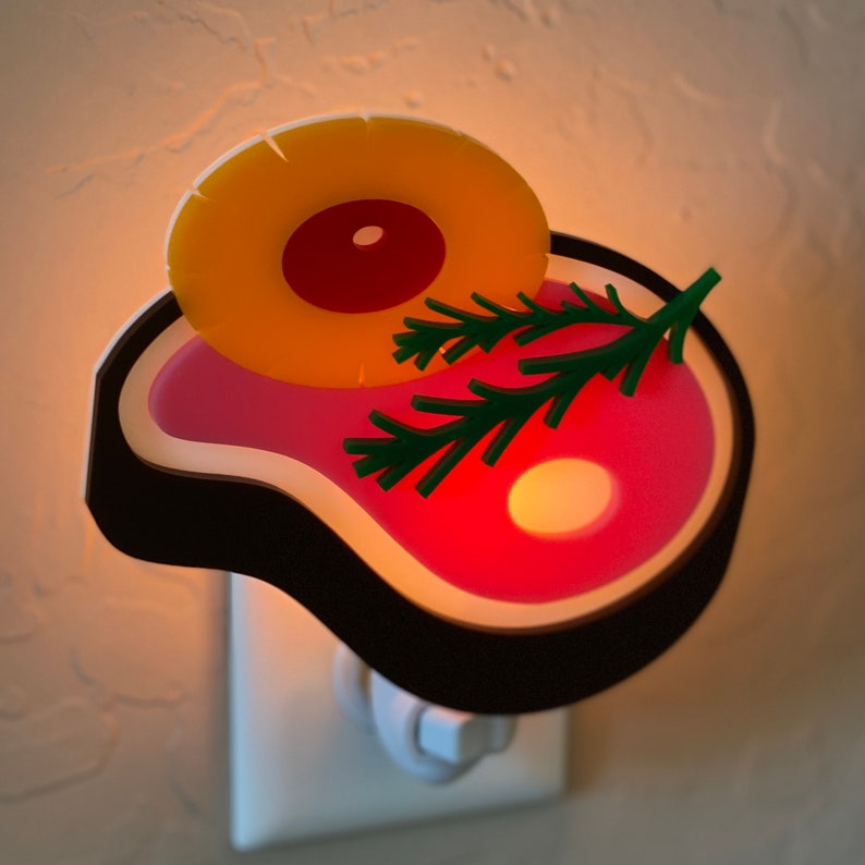 3D Handcrafted Ham Steak Night Light Pineapple Retro Kitchen Decor Nostalgic Food Rosemary Easter Atomic Avocado Designs® image 6