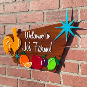 3D Retro Vintage Style Fruit Stand Sign Retro Decor Mid Century Modern Wall Art Farm House Atomic Avocado Designs® Active image 3