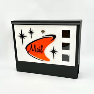 Mid Century Modern "Atomic Boomerang" Mailbox | Retro Mail Box | Locking Letterbox | Modern Mailbox | MCM | Atomic Avocado Designs®