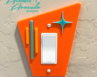 Mid Century Modern "ModLine" Switch Plate Cover: Handcrafted Retro Outlet Plate