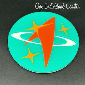 Mid Century Modern Coaster | ONE Individual Drink Coaster | "Beyond" Design | Space Age | Retro Atomic Bar | Atomic Avocado Designs®