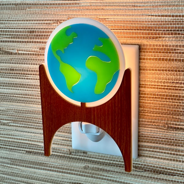 Mid Century Modern Night Light | "Globe" Design | Adrian Pearsall Inspired | Illuminated Earth | Replogle Style | Atomic Avocado Designs®