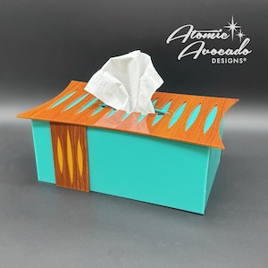 Mid Century Modern &quot;Loma&quot; Tissue Box Cover | Retro Tissue Box | Mid Century Bathroom Decor | Atomic  MCM | Tiki | Atomic Avocado Designs®