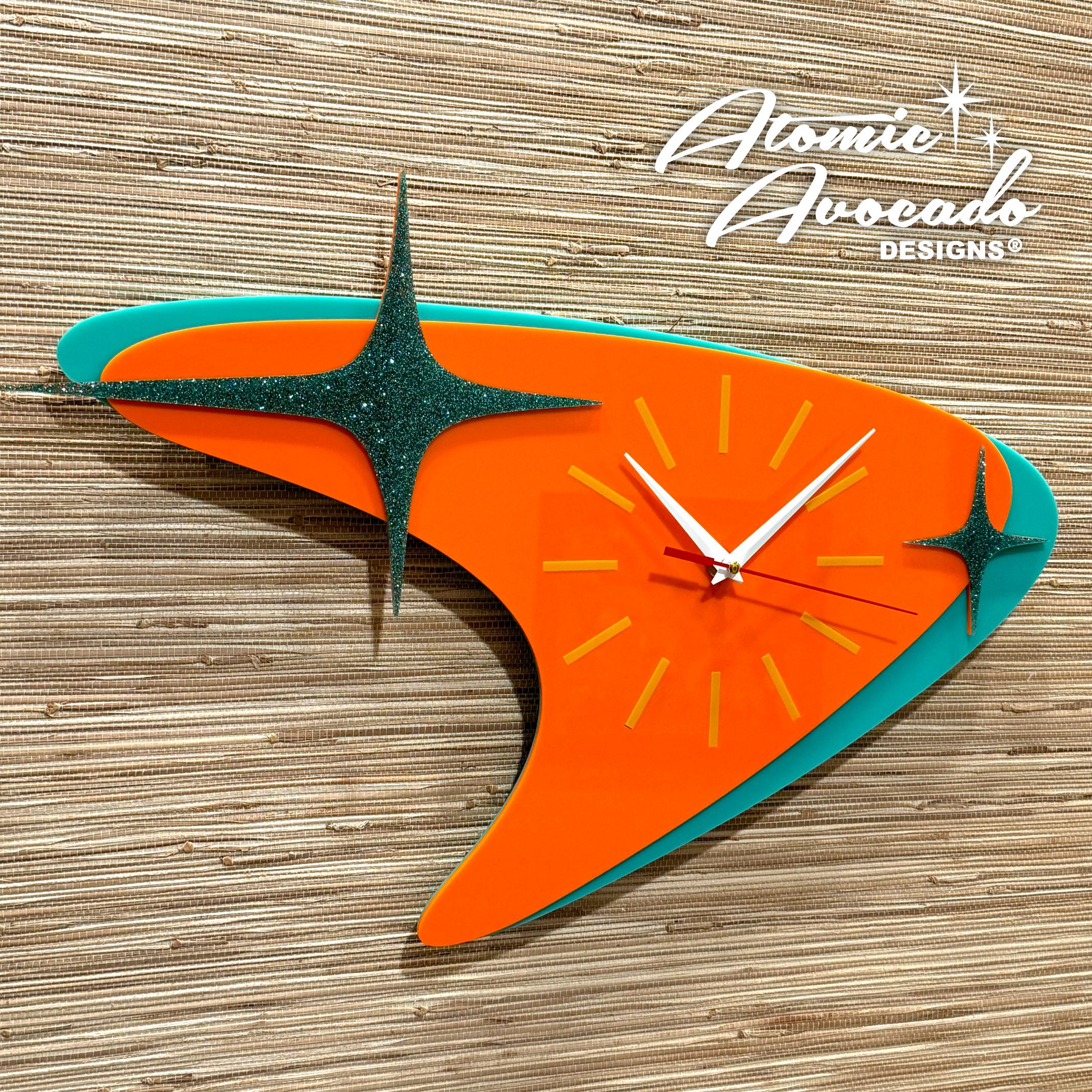 Retro Mid Century Modern “atomic Boomerang" Wall Clock | Custom With ...