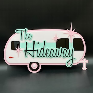 Mid Century Modern &quot;Travel Trailer&quot; Sign | Retro RV | Vintage Camper Decor | Airstream Inspired | Atomic Avocado Designs®