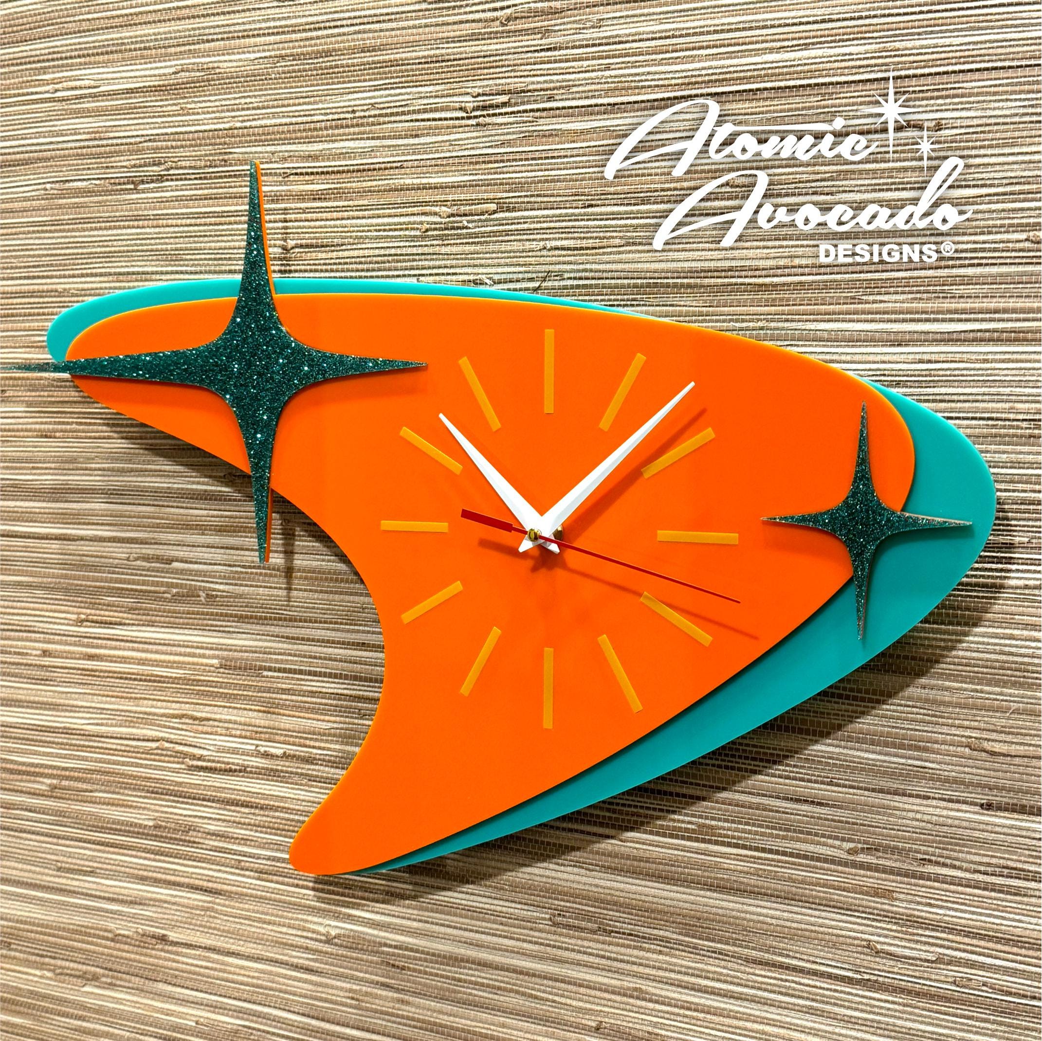 Retro Mid Century Modern “atomic Boomerang" Wall Clock | Custom With ...
