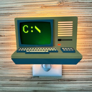 Vintage Computer "DOS" Night Light: 1980s PC Tech Gift