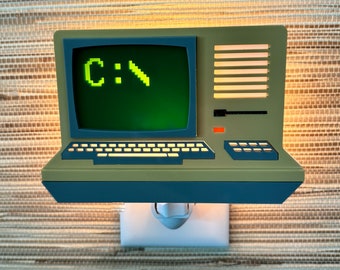 Vintage Computer "DOS" Night Light: 1980s PC Tech Gift