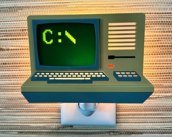 Vintage Computer-Inspired "DOS" Night Light |  | 1970s 80s Computer | Command Prompt | PC | Tech Gift | Programmer | Atomic Avocado Designs®