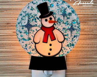 Luminária Noturna Retrô "Globo de Neve" | Boneco de Neve Natalino Moderno de Meados do Século | Frosty