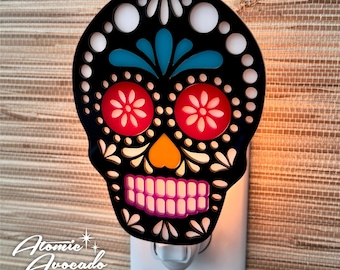 Handcrafted "Sugar Skull" Night Light: El Día de los Muertos | Day of the Dead