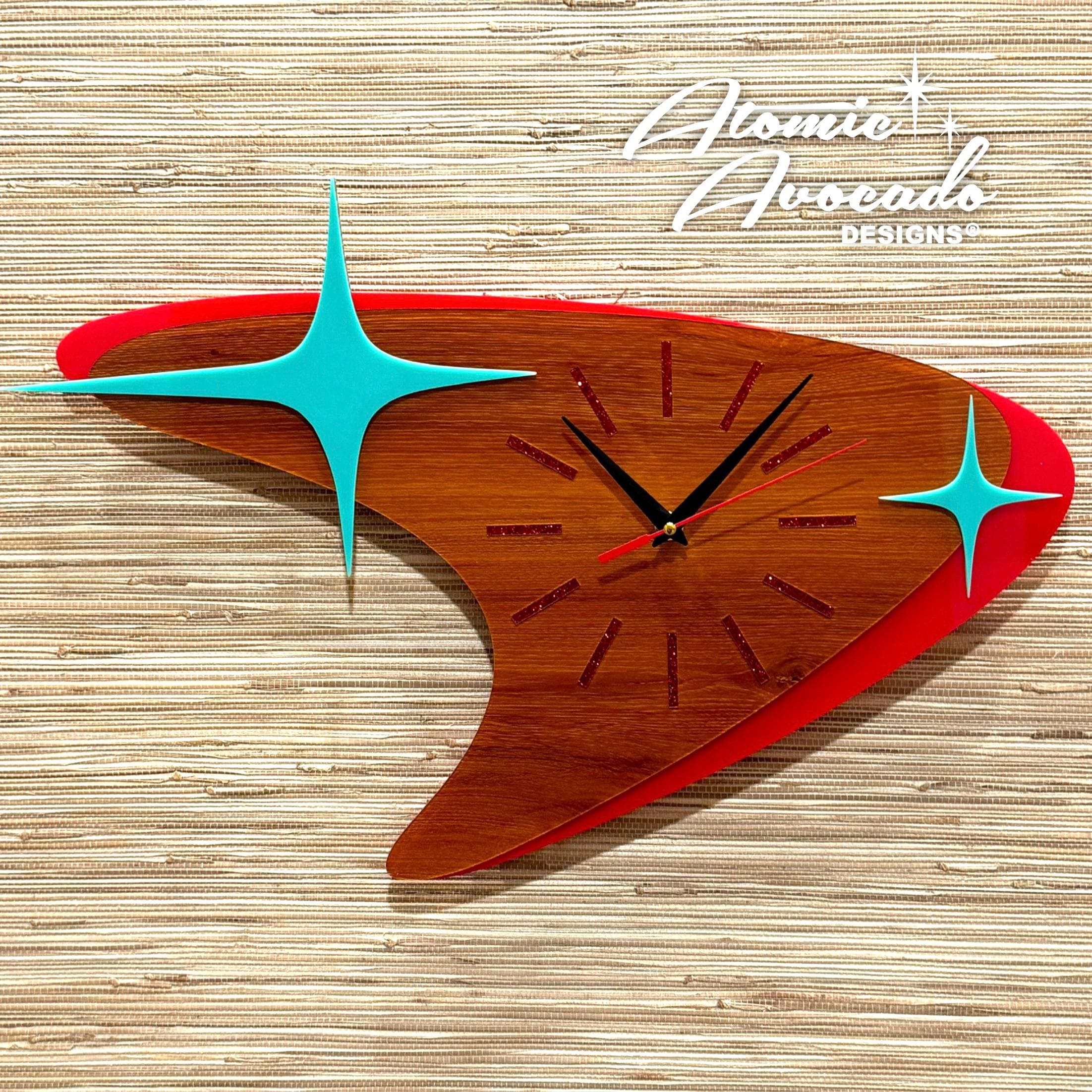 Retro Mid Century Modern “atomic Boomerang" Wall Clock | Three ...