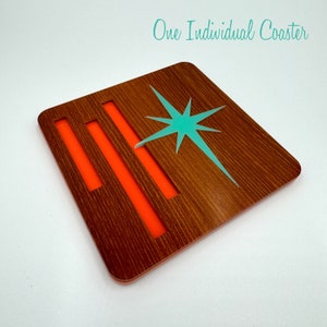 3D Mid Century Modern Coaster | ONE Individual Coaster | "Starlite" Design | Atomic | MCM Drinks | Handcrafted| Atomic Avocado Designs®