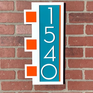 Mid Century Modern &quot;Usonian&quot; Address Sign | Modern House Numbers | Frank Lloyd Wright Inspired | Atomic Avocado Designs®