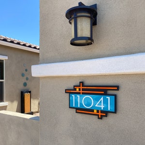 3D Mid Century Modern Wright Address Sign Modern House Numbers Frank Lloyd Wright Inspired Atomic Avocado Designs® image 8