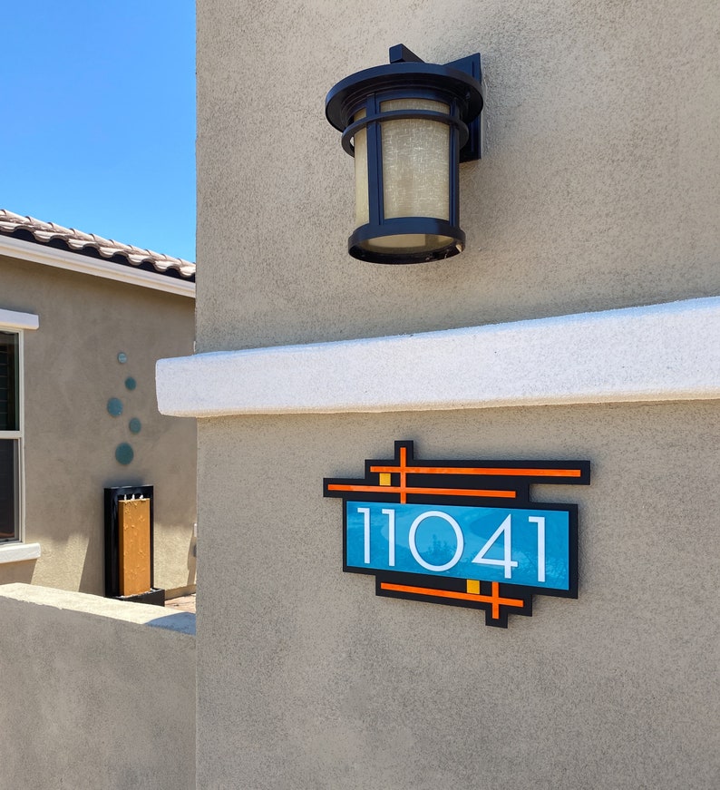 3D Mid Century Modern Wright Address Sign Modern House Numbers Frank Lloyd Wright Inspired Atomic Avocado Designs® image 8