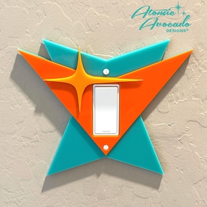 Couvercle de plaque d'interrupteur « Vega » moderne milieu du siècle | Décor de couvercle de prise GFI | Interrupteur | Assiette murale rétro |Atomic Avocado Designs®