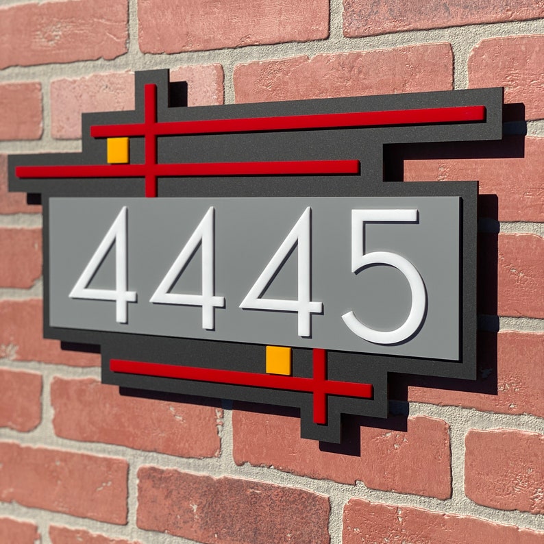 3D Mid Century Modern Wright Address Sign Modern House Numbers Frank Lloyd Wright Inspired Atomic Avocado Designs® image 5