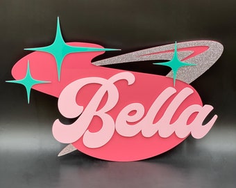 3D Personalized "Space Dreams" Name Sign | Mid Century Modern | Space Age | Children's Room | Girls or Boys Name | Atomic Avocado Designs®