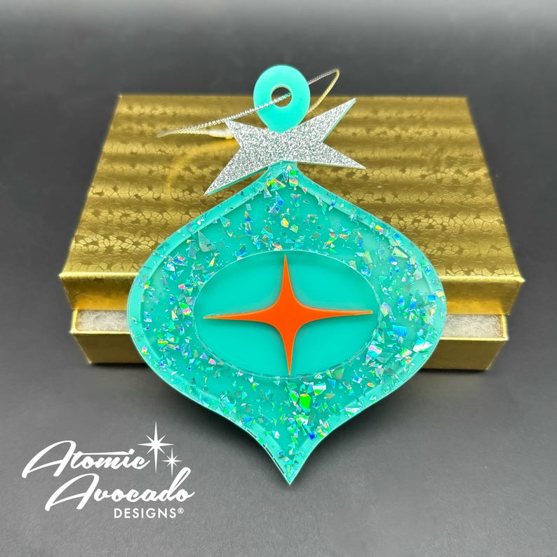 Mid Century Modern Christmas Ornament | "Mavis" Design | Retro Tree Holiday Decor | Atomic Avocado Designs®