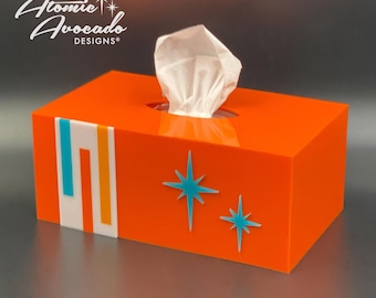 Mid Century Modern Tissue Box Cover | &quot;ModLine&quot; Design | Retro Style Tissue Box | Atomic Starbursts | Modern Decor | Atomic Avocado Designs®