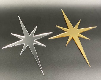Mid Century Modern MIRROR Atomic Starburst (Individual) | Silver or Gold "Mirror" Acrylic Cutout | Retro Decor | Atomic Avocado Designs®